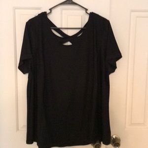 Danskin black workout top with cross cross back